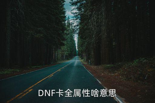 DNF卡全属性啥意思