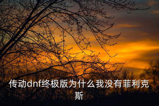 传动dnf终极版为什么我没有菲利克斯