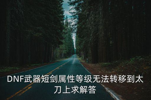DNF武器短剑属性等级无法转移到太刀上求解答