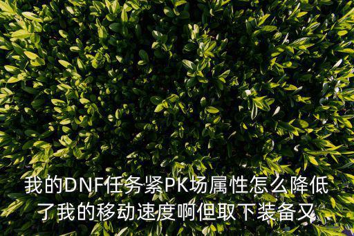 dnf为什么pk场属性低，我的DNF任务紧PK场属性怎么降低了我的移动速度啊但取下装备又