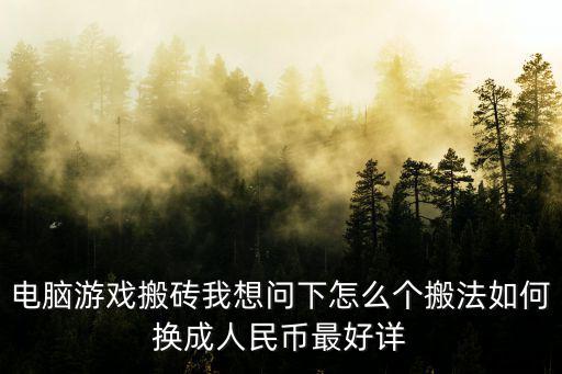 电脑游戏搬砖我想问下怎么个搬法如何换成人民币最好详
