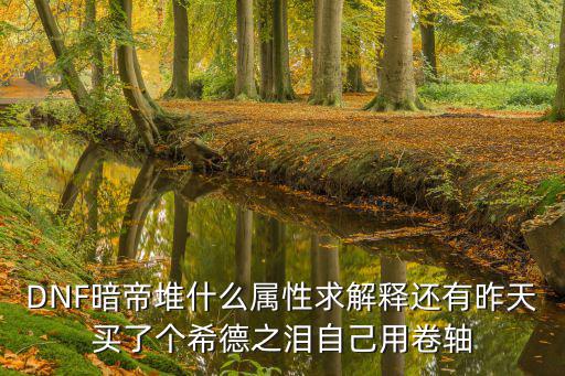 dnf暗帝堆什么属性，DNF暗帝应该堆什么可以提高伤害