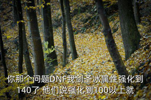 你那个问题DNF我剑圣冰属性强化到140了 他们说强化到100以上就