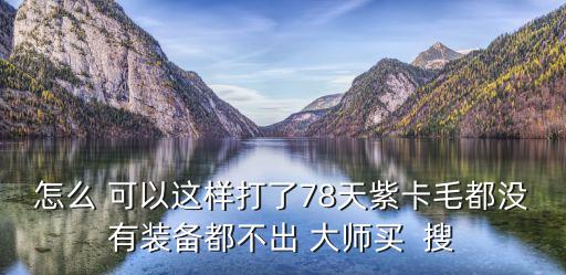 怎么 可以这样打了78天紫卡毛都没有装备都不出 大师买 搜