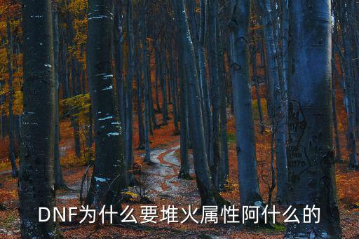 DNF为什么要堆火属性阿什么的