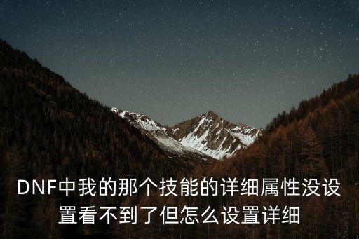 dnf为什么属性强化不显示，DNF中我的那个技能的详细属性没设置看不到了但怎么设置详细