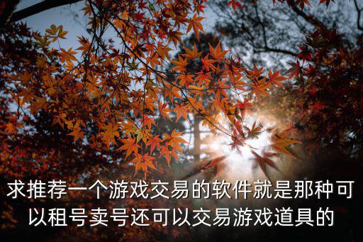 什么app可以卖游戏装备，专门卖游戏装备的软件是什么
