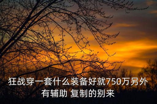 750万的游戏装备有什么，狂战穿一套什么装备好就750万另外有辅助 复制的别来