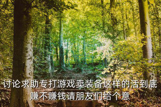 讨论求助专打游戏卖装备这样的活到底赚不赚钱请朋友们给个意