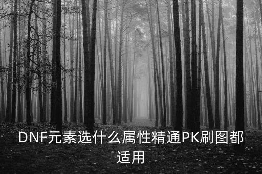 DNF元素选什么属性精通PK刷图都适用