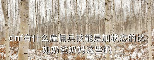 dnf有什么雇佣兵技能是加状态的比如奶爸奶妈这些的