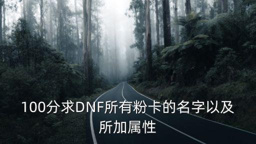 100分求DNF所有粉卡的名字以及所加属性