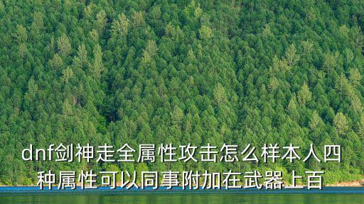 dnf全属性攻击什么样，dnf剑神走全属性攻击怎么样本人四种属性可以同事附加在武器上百