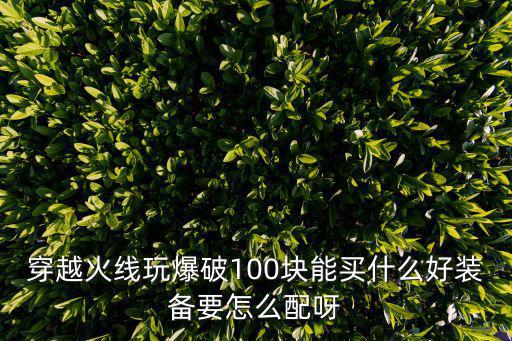 穿越火线玩爆破100块能买什么好装备要怎么配呀