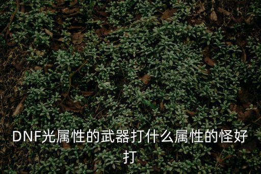 DNF光属性的武器打什么属性的怪好打