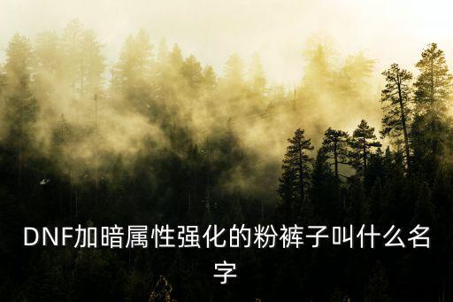 Dnf属性裤子叫什么，DNF加暗属性强化的粉裤子叫什么名字