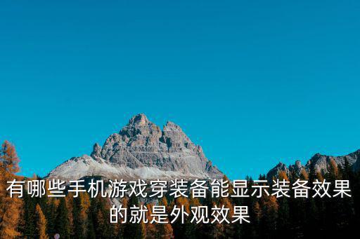 有哪些手机游戏穿装备能显示装备效果的就是外观效果