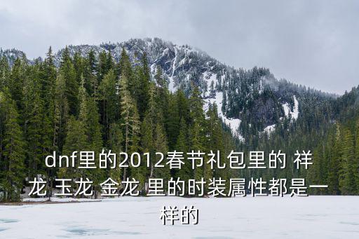 dnf里的2012春节礼包里的 祥龙 玉龙 金龙 里的时装属性都是一样的