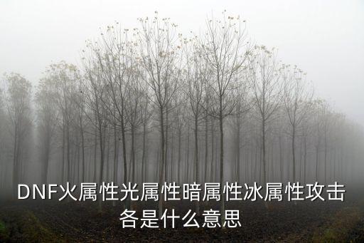 DNF火属性光属性暗属性冰属性攻击各是什么意思
