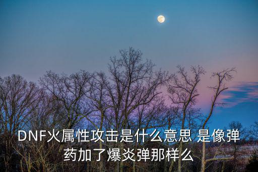 DNF火属性攻击是什么意思 是像弹药加了爆炎弹那样么
