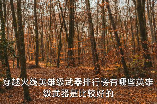 穿越火线英雄级武器排行榜有哪些英雄级武器是比较好的