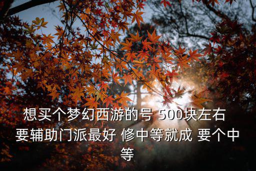 想买个梦幻西游的号 500块左右 要辅助门派最好 修中等就成 要个中等