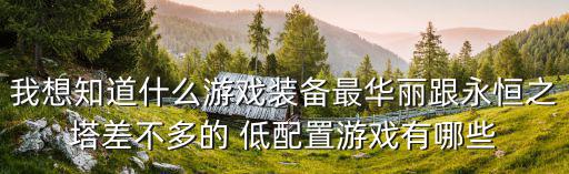 我想知道什么游戏装备最华丽跟永恒之塔差不多的 低配置游戏有哪些