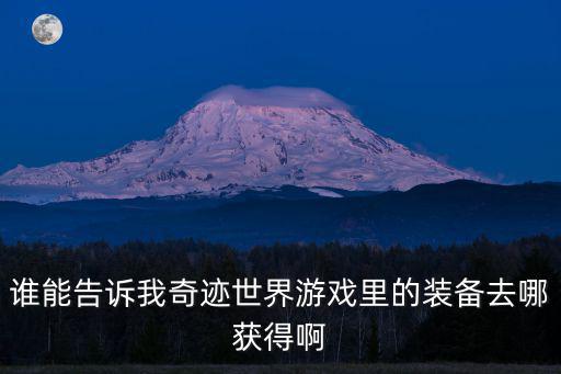 谁能告诉我奇迹世界游戏里的装备去哪获得啊