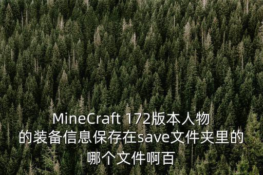 手机游戏装备保存在哪里，MineCraft 172版本人物的装备信息保存在save文件夹里的哪个文件啊百