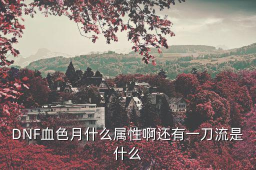 DNF血色月什么属性啊还有一刀流是什么