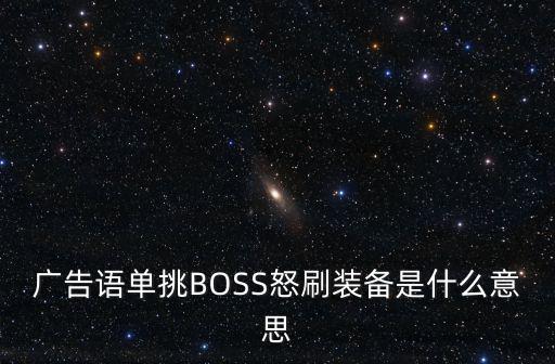 广告语单挑BOSS怒刷装备是什么意思