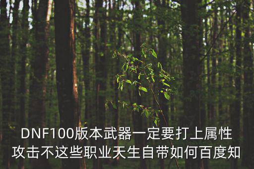 DNF100版本武器一定要打上属性攻击不这些职业天生自带如何百度知