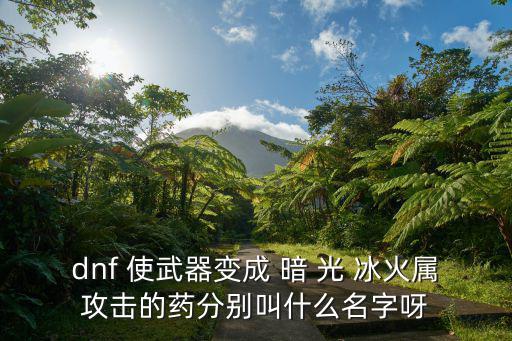 dnf 使武器变成 暗 光 冰火属攻击的药分别叫什么名字呀