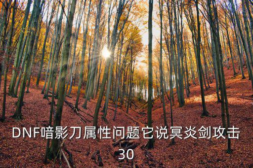 DNF喑影刀属性问题它说冥炎剑攻击30