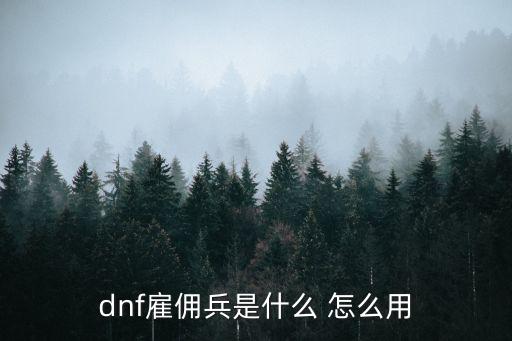 dnf佣兵是什么属性，dnf召唤的佣兵怎么删除2022