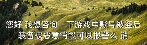 您好 我想咨询一下游戏中账号被盗后装备被恶意销毁可以报警么 销