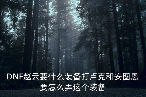 DNF赵云要什么装备打卢克和安图恩要怎么弄这个装备
