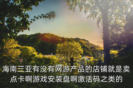 三亚哪里有游戏装备卖，海南三亚有没有网游产品的店铺就是卖点卡啊游戏安装盘啊激活码之类的