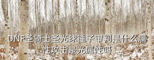 DNF圣骑士圣光球锤子审判是什么属性攻击是光属性吗