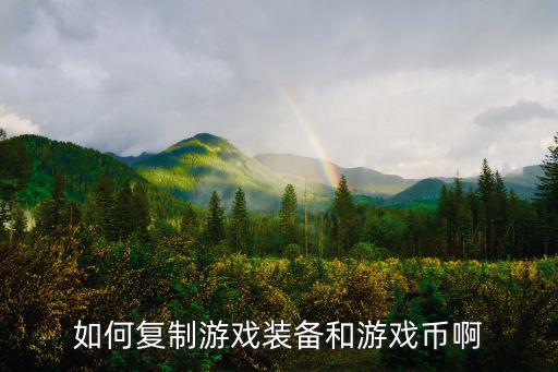 如何复制游戏装备和游戏币啊