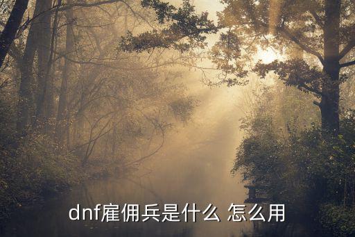 dnf雇佣兵是什么 怎么用