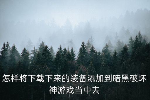 怎样将下载下来的装备添加到暗黑破坏神游戏当中去