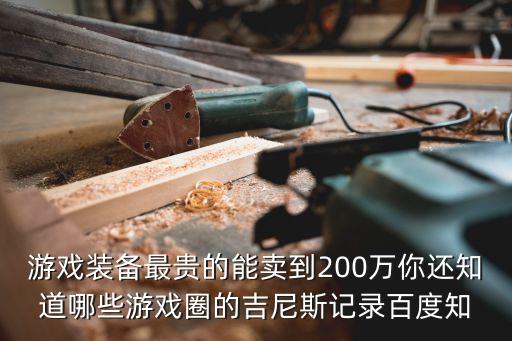 游戏装备最贵的能卖到200万你还知道哪些游戏圈的吉尼斯记录百度知