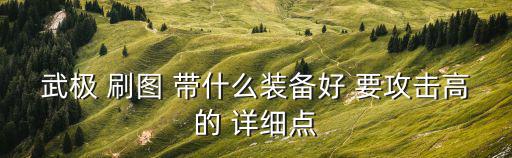 武极 刷图 带什么装备好 要攻击高的 详细点