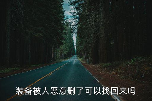 装备被人恶意删了可以找回来吗