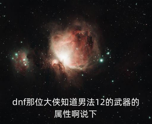 dnf那位大侠知道男法12的武器的属性啊说下