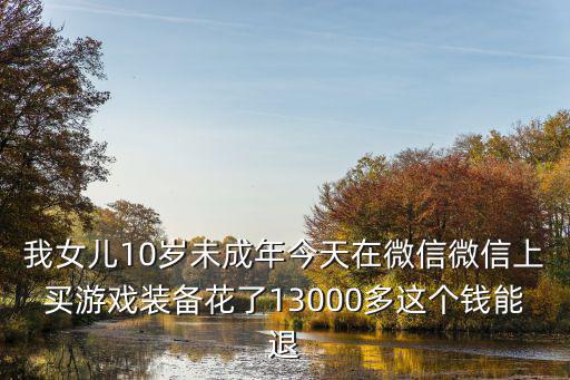 我女儿10岁未成年今天在微信微信上买游戏装备花了13000多这个钱能退