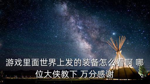 游戏里面世界上发的装备怎么看啊 哪位大侠教下 万分感谢