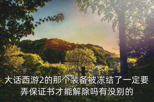 大话西游2的那个装备被冻结了一定要弄保证书才能解除吗有没别的