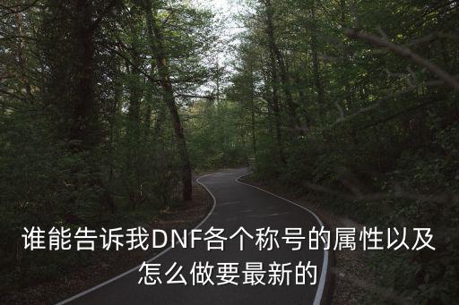 谁能告诉我DNF各个称号的属性以及怎么做要最新的